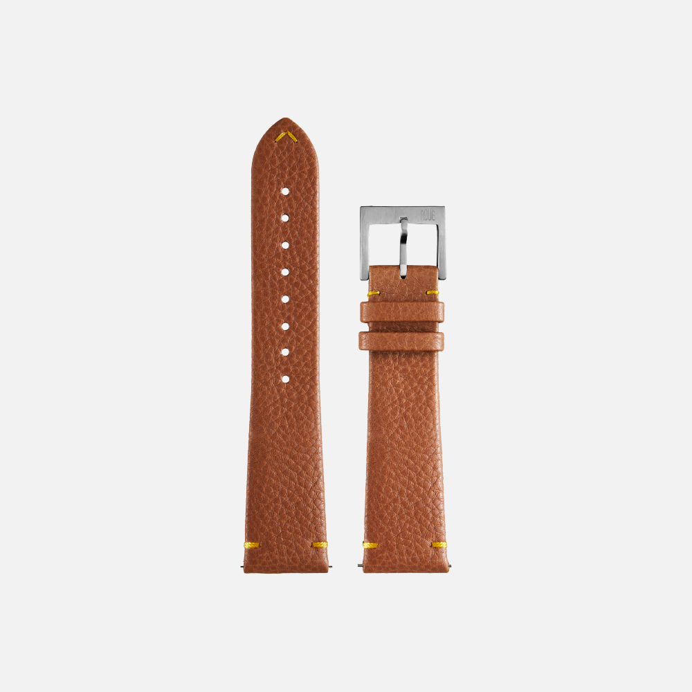 Brown Leather Strap with Yellow Stitching for CHR